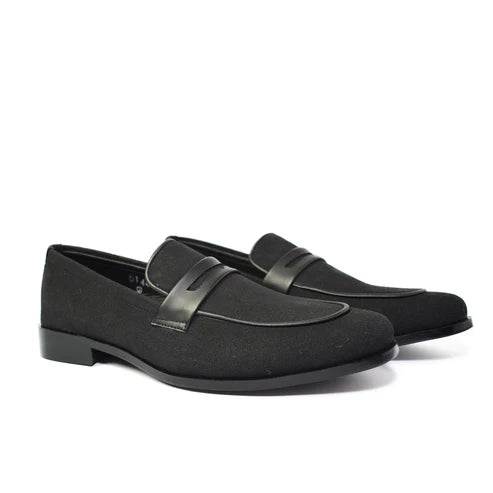 SUEDE BLACK SLIP-ONS